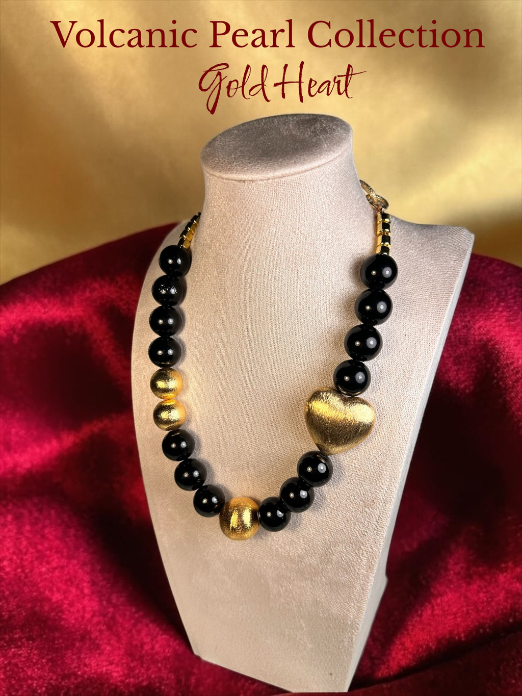 Volcanic Pearl Collection-Gold Heart